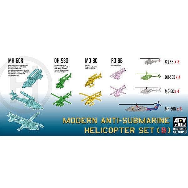 1/700 Modern Anti-Submarine Helicopter Set 2 (MH-60R & OH-58D & MQ-8B/C) Plastic Model Kit