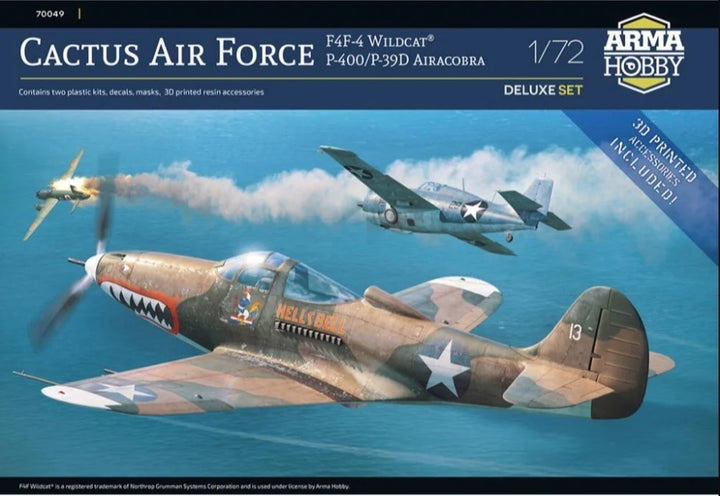 image1_1/72 Cactus Air Force F4F-4 Wildcat and P-400/P-39D Airacobra over Guadalcanal Plastic Model Kit