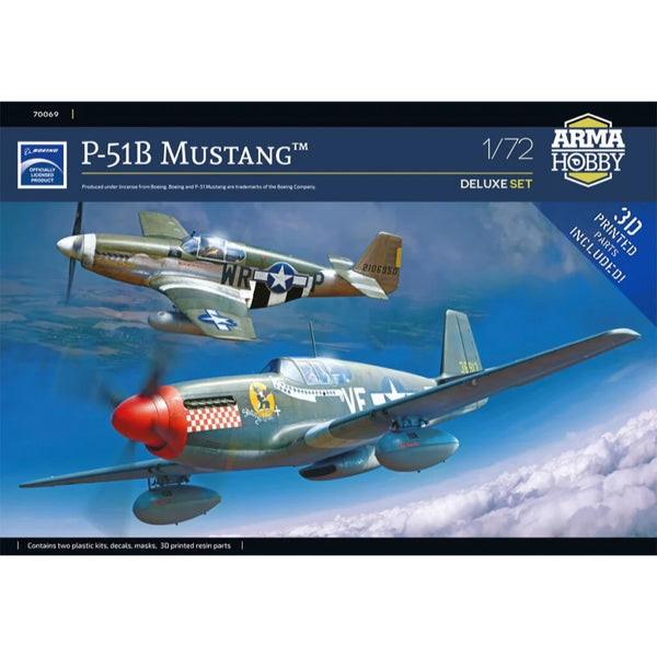 1/72 P-51B Mustang Deluxe Set Plastic Model Kit