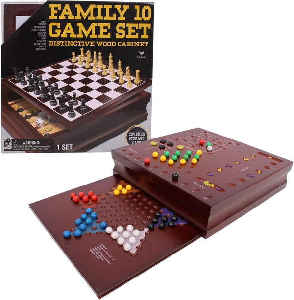 Classic Family 10 Game Set with Wooden Storage Case