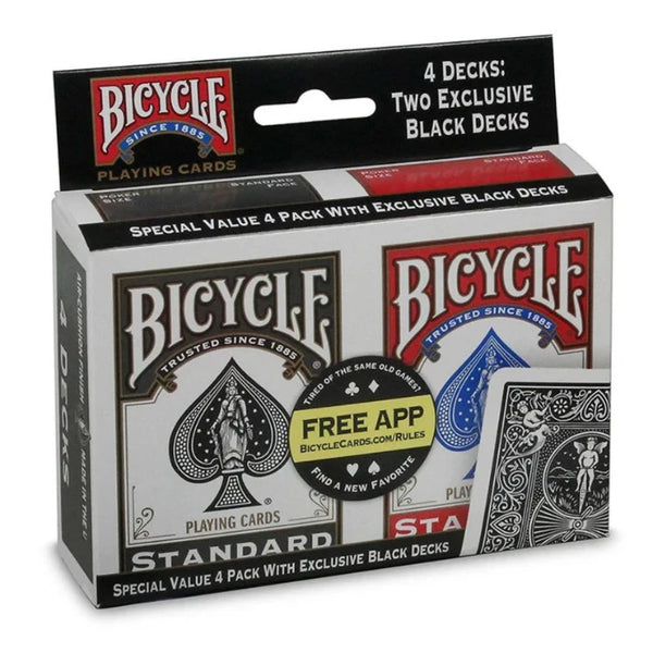 Bicycle Standard Index 4 Pack Playing Cards Black and Red