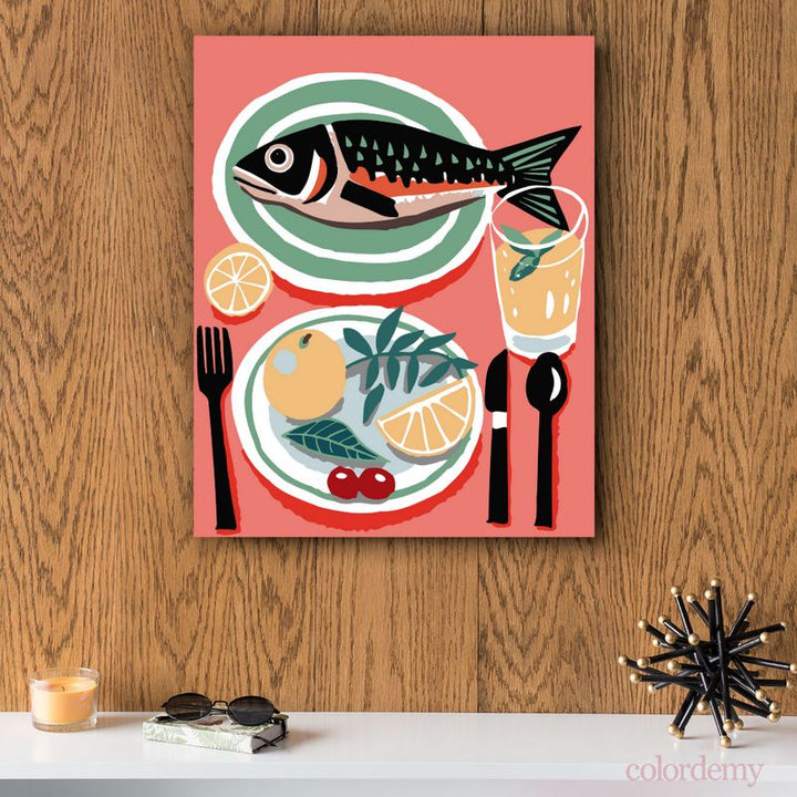 Paint by Numbers Kit: Savouring the Catch: Fish on the Dinner Table_1