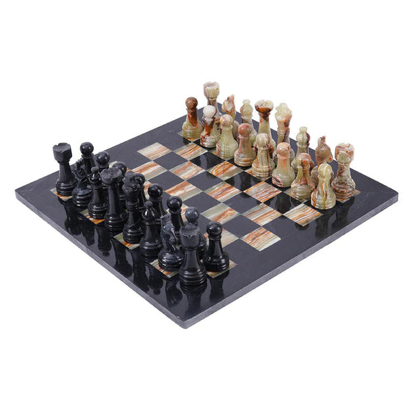 38cm Chess Set with Storage Box - Black & Green