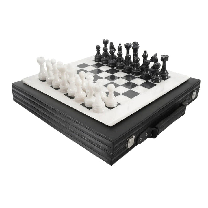 38cm Chess Set with Storage Box - White & Black