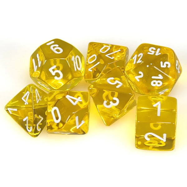 Translucent Polyhedral Yellow/White 7Die Set