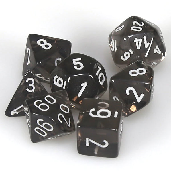 Translucent Polyhedral Smoke/White 7Die Set