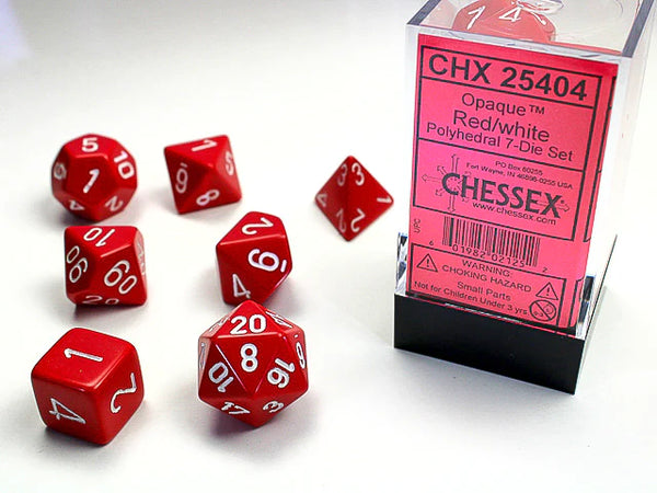 Opaque Polyhedral Red/White 7-Die Set