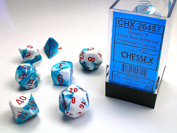 Gemini 7-Die Dice Set (Astral Blue-White)