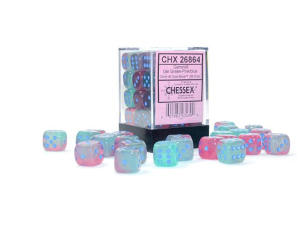 26864 Gemini 12mm d6 Gel GreenPink/Blue Luminary Block 36