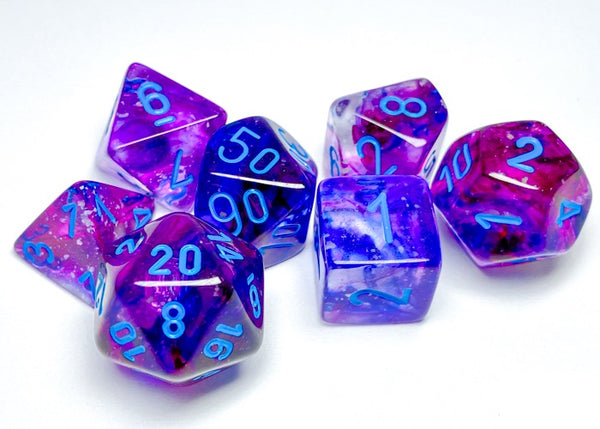 27557 Nebula Polyhedral Nocturnal/Blue Luminary 7Die Set