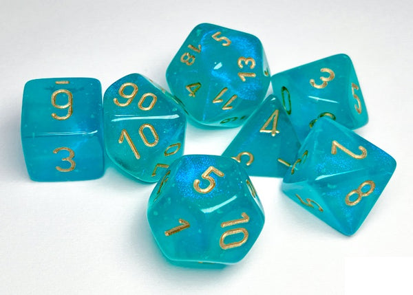 27585 Borealis Polyhedral Teal/Gold Luminary 7Die Set