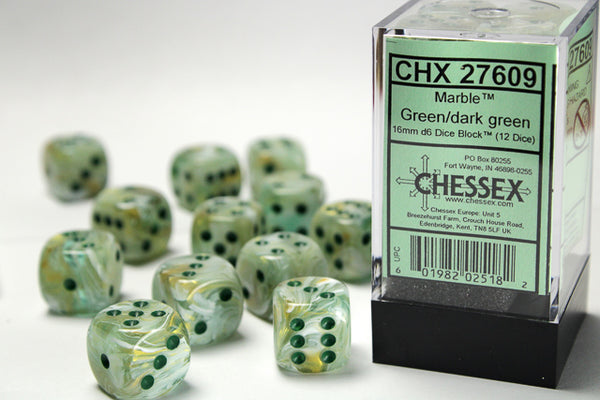 Marble 16mm d6 Green/Dark Green Block 12