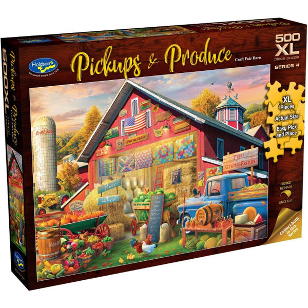 500pc XL Pickups & Produce 4 Craft Fair Barn Jigsaw Puzzle