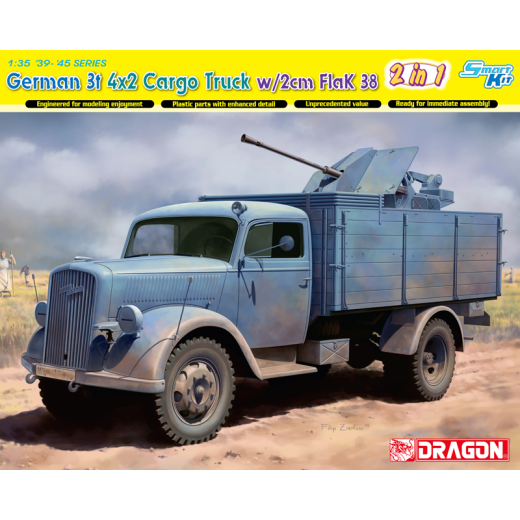 image1_1/35 GERMAN 3t 4x2 CARGO TRUCK with 2cm FlaK 38 (SMART KIT) (2-in-1)