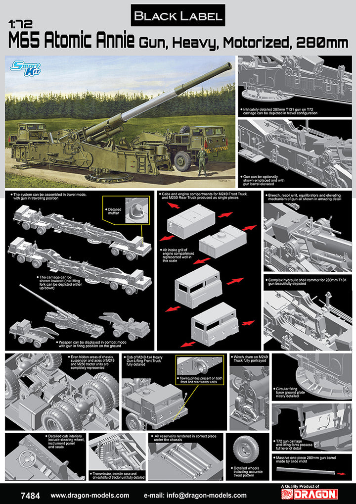 image2_1/72 M65 Atomic Annie Gun Heavy Motorized 280mm Plastic Model Kit