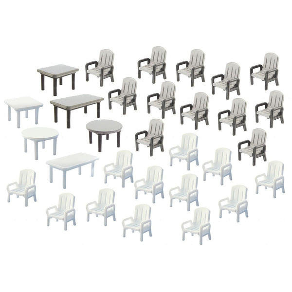 24 Garden chairs and 6 Tables