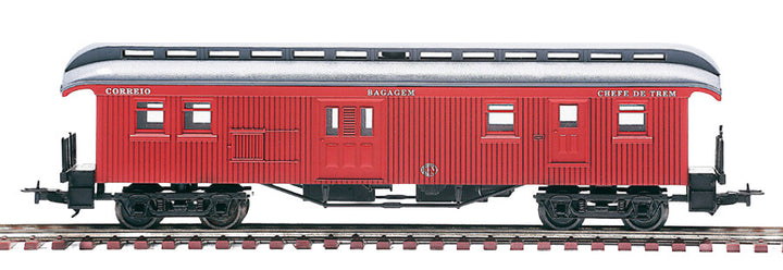 HO Wooden Clerestory Baggage Car Burgundy Santa FE