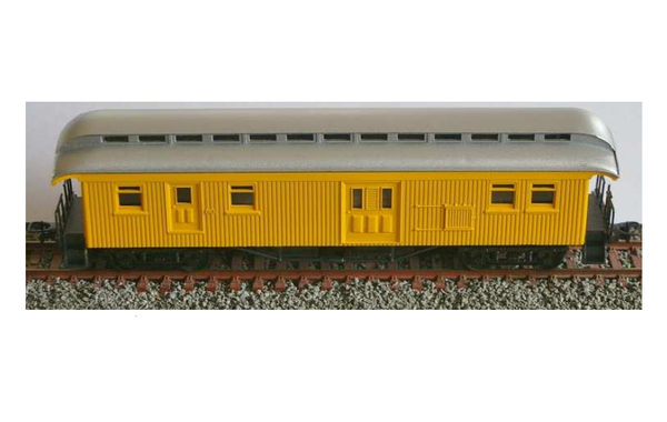 HO Wooden Clerestory Baggage Car Yellow