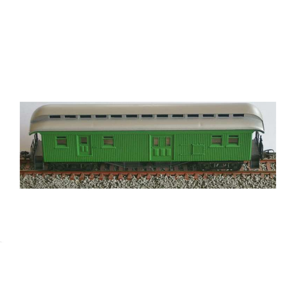 HO Wooden Clerestory Baggage Car Green