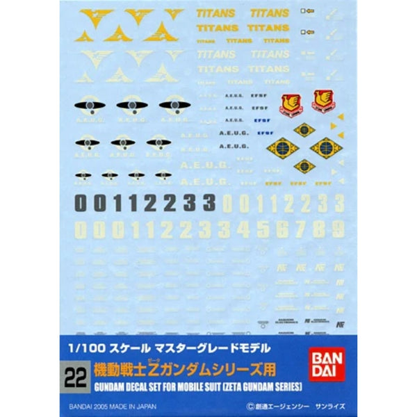 GUNDAM DECAL 22 MG MULTIUSE ZETA