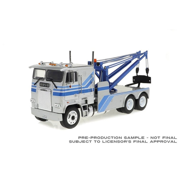 1/43 1984 Freightliner FLA 9664 Tow Truck - Silver with Blue Stripes