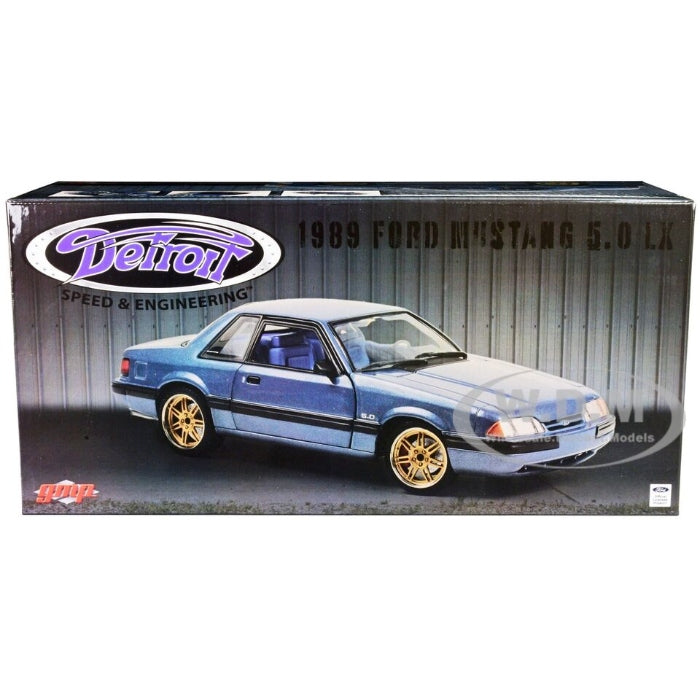 1/18 Detroit Speed Inc 1989 Ford Mustang 5.0 LX Medium Shadow Blue with Custom 7-Spoke Wheels