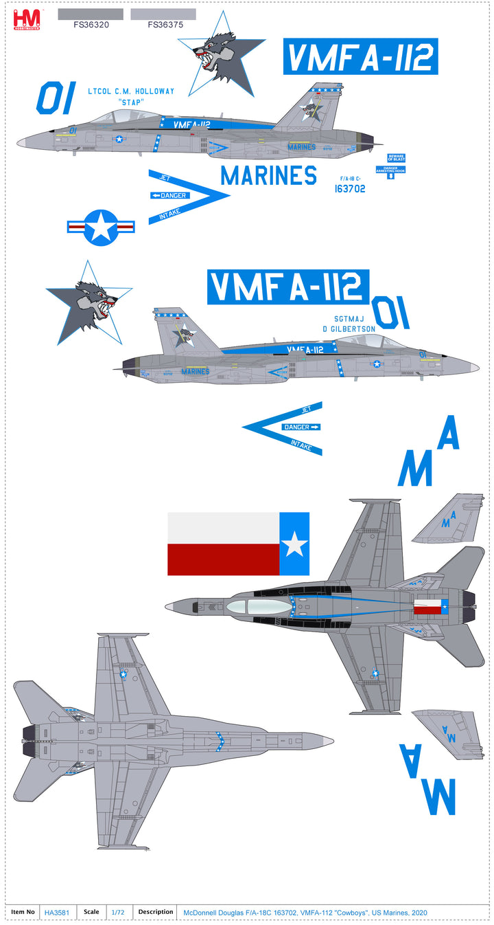 1/72 McDonnell Douglas F/A-18C 163702 VMFA-112 "Cowboys" US Marines 2020_5