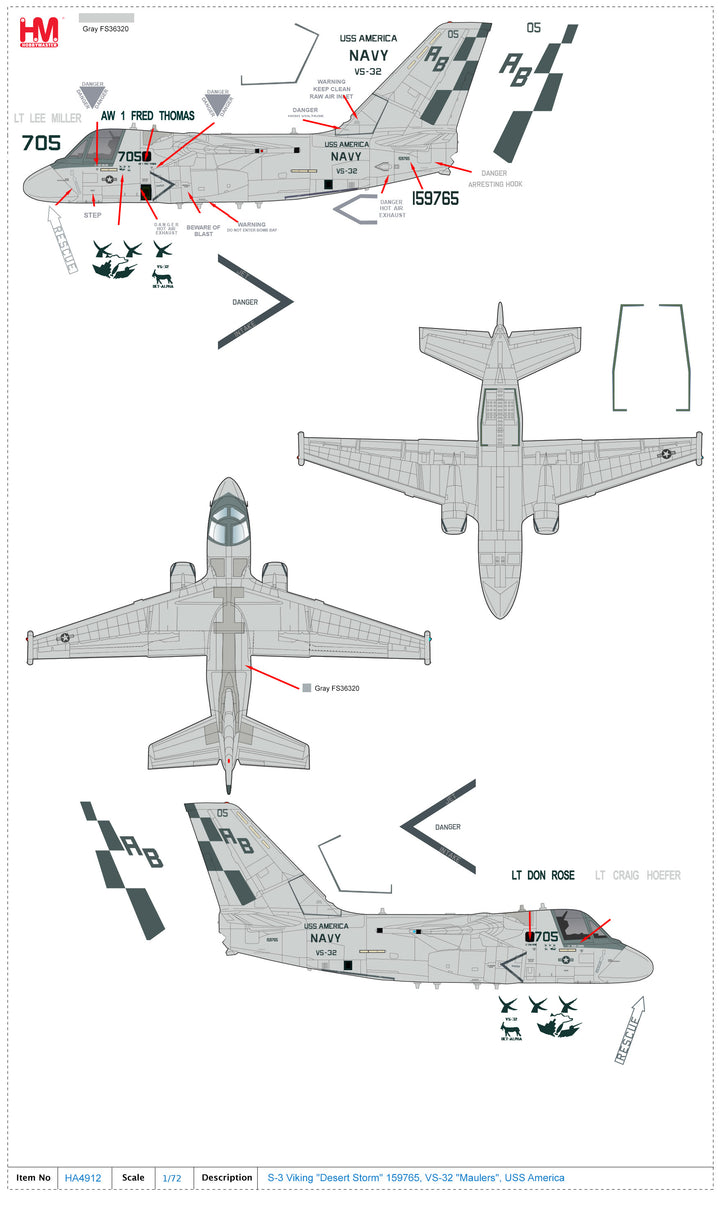 1/72 S-3 Viking "Desert Storm" 159765, VS-32 "Maulers", USS America_1