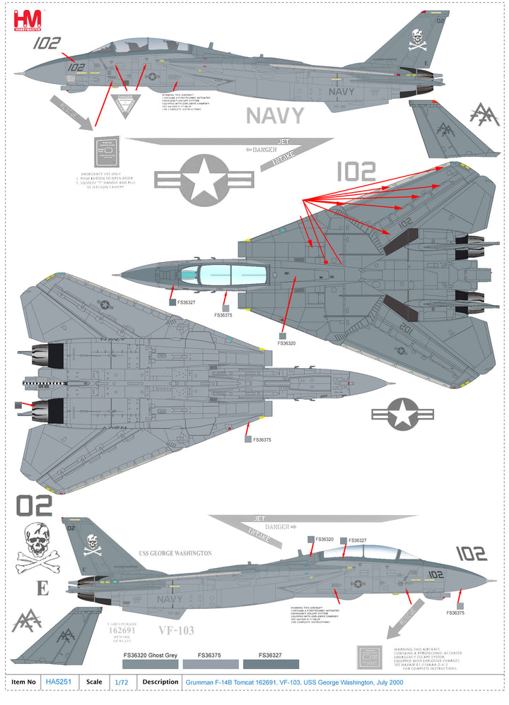 1/72 Grumman F-14B Tomcat 162691, VF-103, USS George Washington, July 2000_2