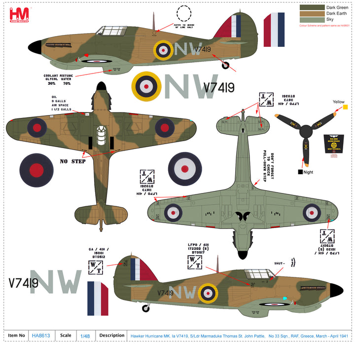 1/48 Hawker Hurricane MK. Ia V7419 S/Ldr Marmaduke Thomas St. John #33 Sqn.RAF Greece Mar-Apr 1941_2