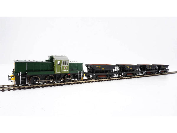 OO Class 14 Train Pack BR Green D9553 w/4 BR Black Dogfish Wagons