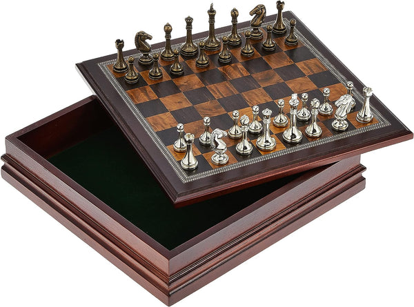 Chess Metal 12" Inlaid