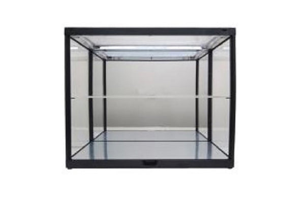 Black Mirrored Back and Base Display Case 2 Layers LED