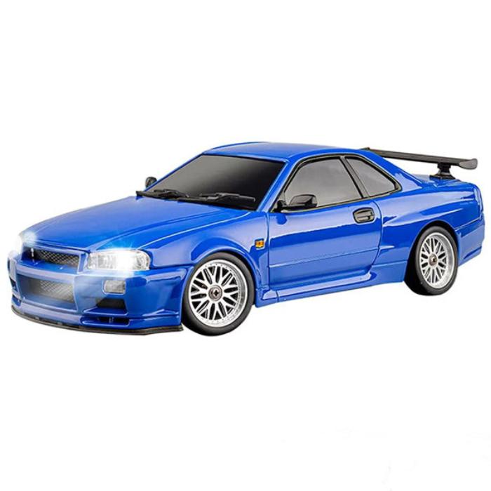 1/18 R34 GTR Drift Car RTR with Gyro Blue Metal Body