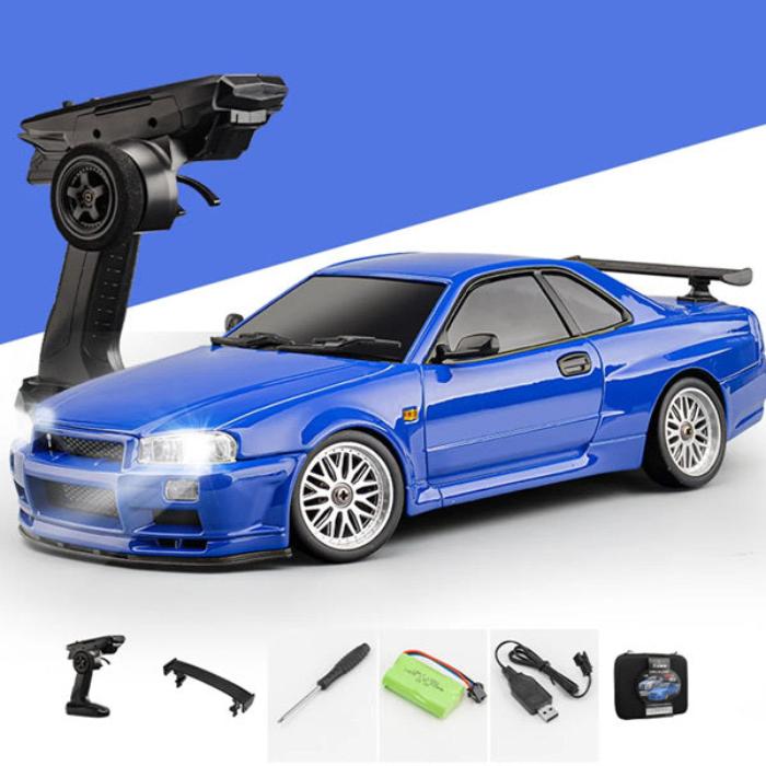 1/18 R34 GTR Drift Car RTR with Gyro Blue Metal Body