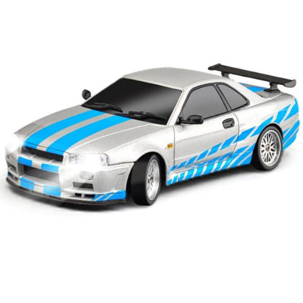 1/18 R34 GTR Drift Car RTR with Gyro Silver Metal Body