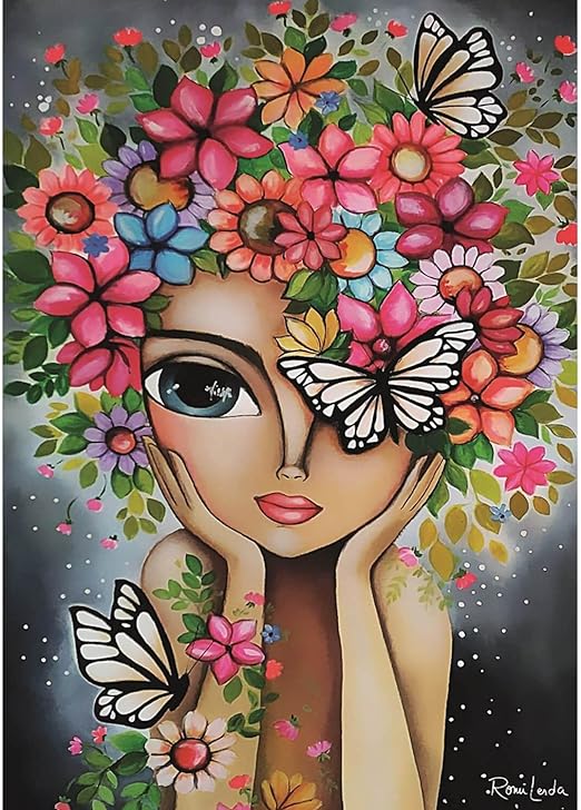 1000pc Lady with Flowers Romi Lerda Special Edition Jigsaw Puzzle