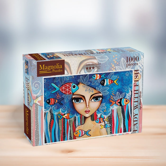 1000pc Lady with Fish Romi Lerda Special Edition Jigsaw Puzzle_2