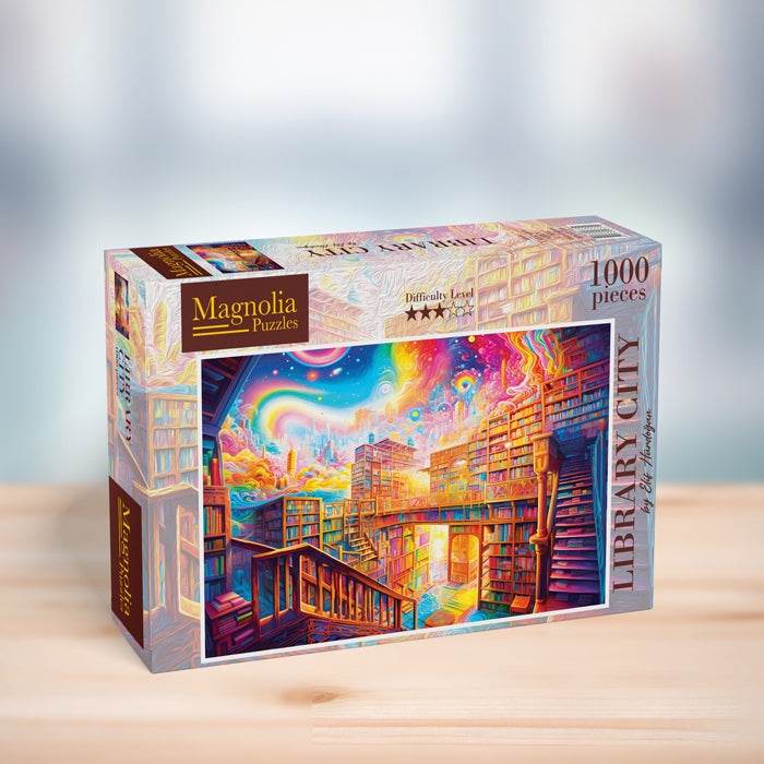 1000pc Library City Elif Hurdogan Special Edition Jigsaw Puzzle_2