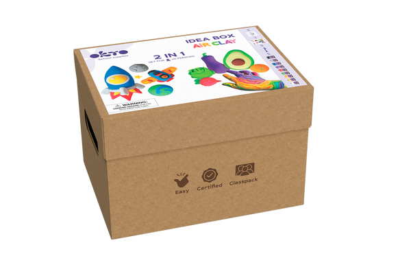 Air Clay Idea Box: Galaxy and Fruits 2in1 Sculpting Set for 6 Kids