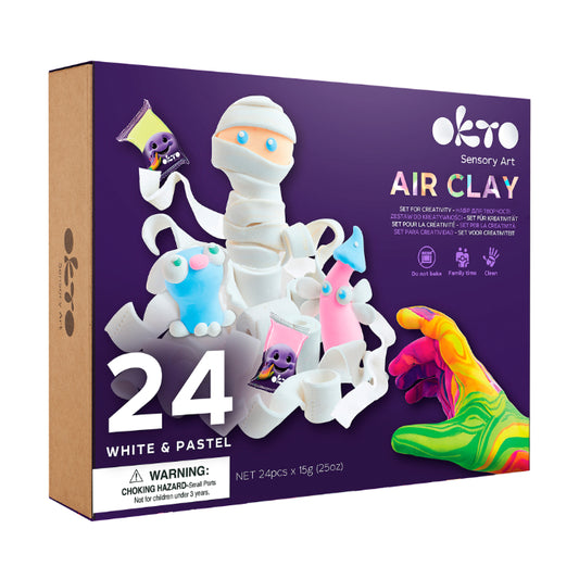 Sensory Art: 24 Colors Air Clay Creativity Set - White and Pastel