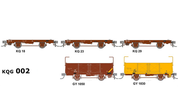 HO KQG002 3x KQ Wagon 2x GY Wagon Red