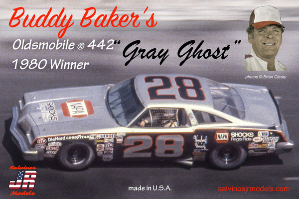 BBO1980D 1/25 Buddy Bakers Gray Ghost 28 Oldsmobile 442 Winner 1980 Plastic Model Kit