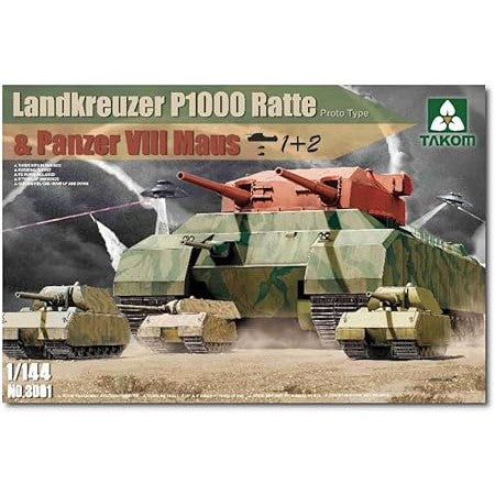 image1_1/144 WWII Heavy Battle Tank Landkreuzer P1000 Ratte Prototype & Panzer VIII Maus 3-in-1 Model Kit