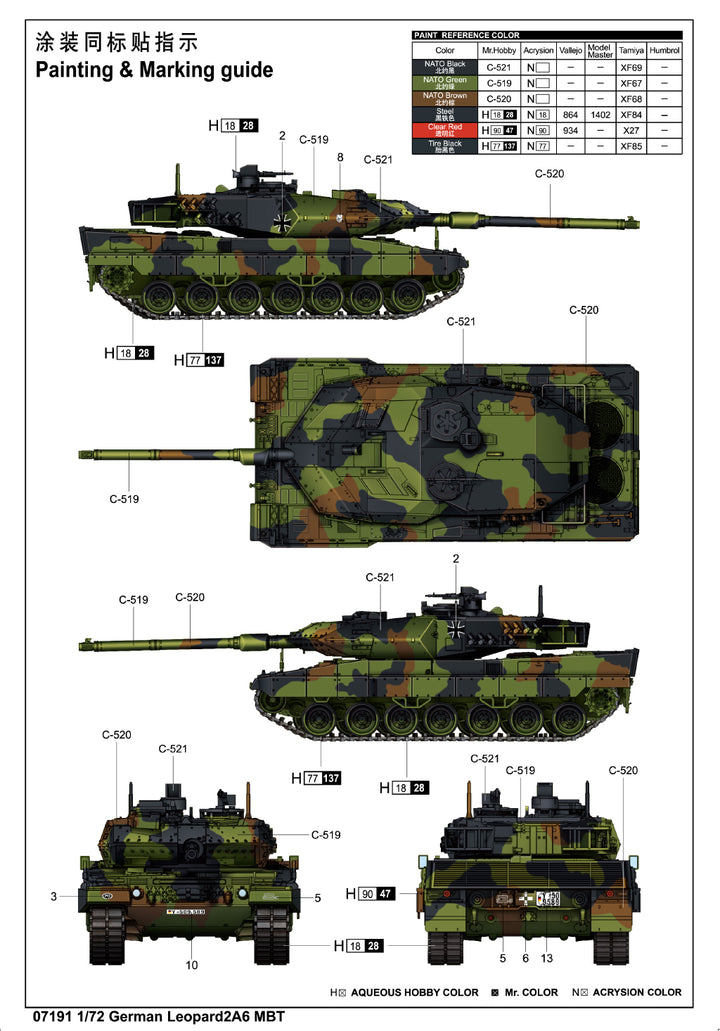 1/72 German Leopard2A6 MBT Plastic Model Kit_4