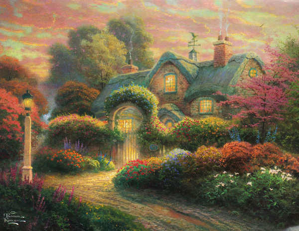 500pc Thomas Kinkade PQ Rosebud Cottage