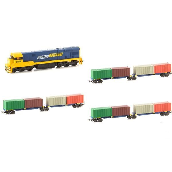 HO Pacific National C30 Loco and 3 x Twin Container Wagons w/ Track