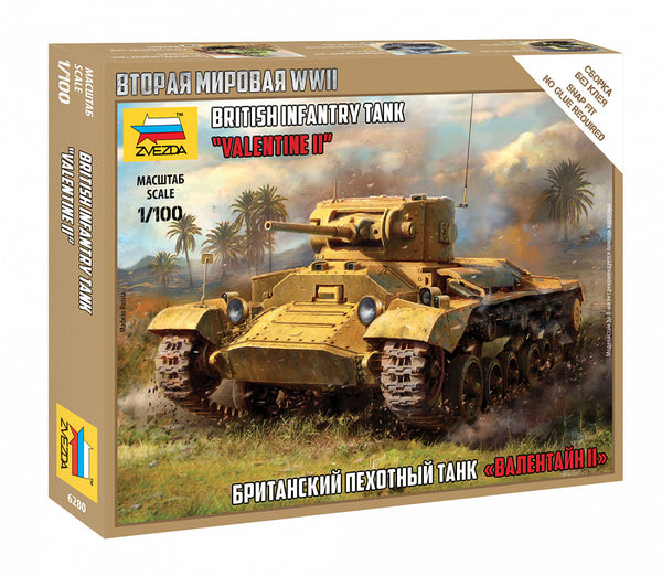 1/100 British Infantry Tank WWII  Valentine II   Plastic Model Kit