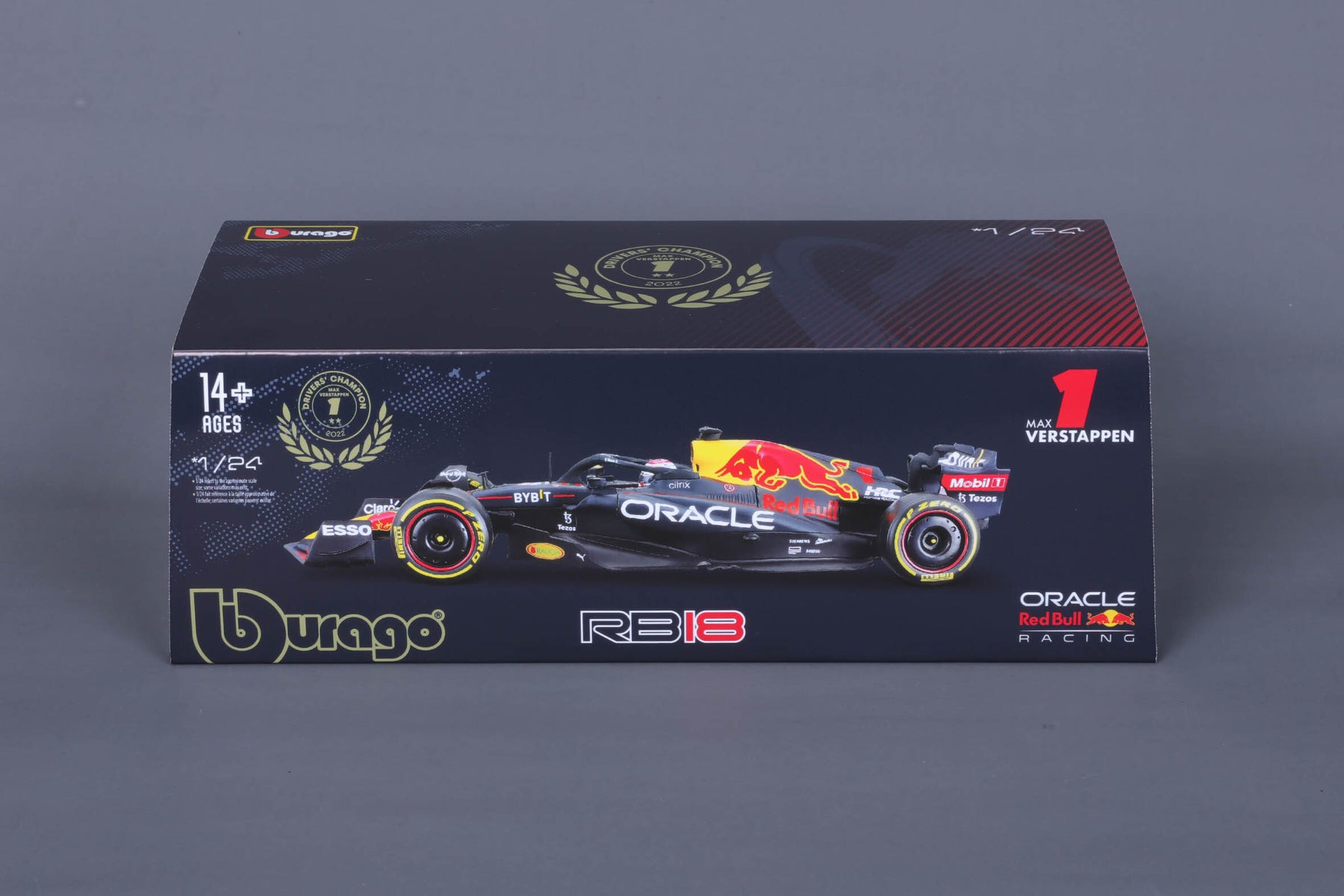 Burago 1/24 Red Bull Racing F1 RB18 Verstappen Champion 2022 Diecast Model  - Wonderland Models, B18-28026V