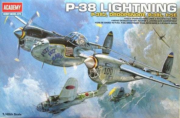 Academy - Academy 12282 1/48 P-38 Combination Version Lightning Plastic Model Kit